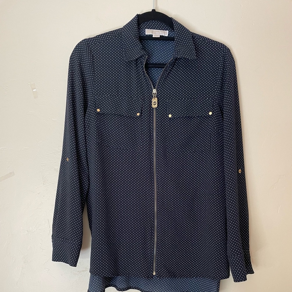 Michael Kors blouse w/ zipper and roll sleeves